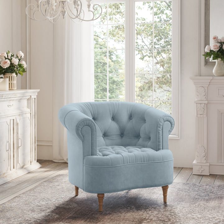 Hailie Accent Chair-Upholstered Button Tufted-Rolled Arms-Web Suspension Image 5