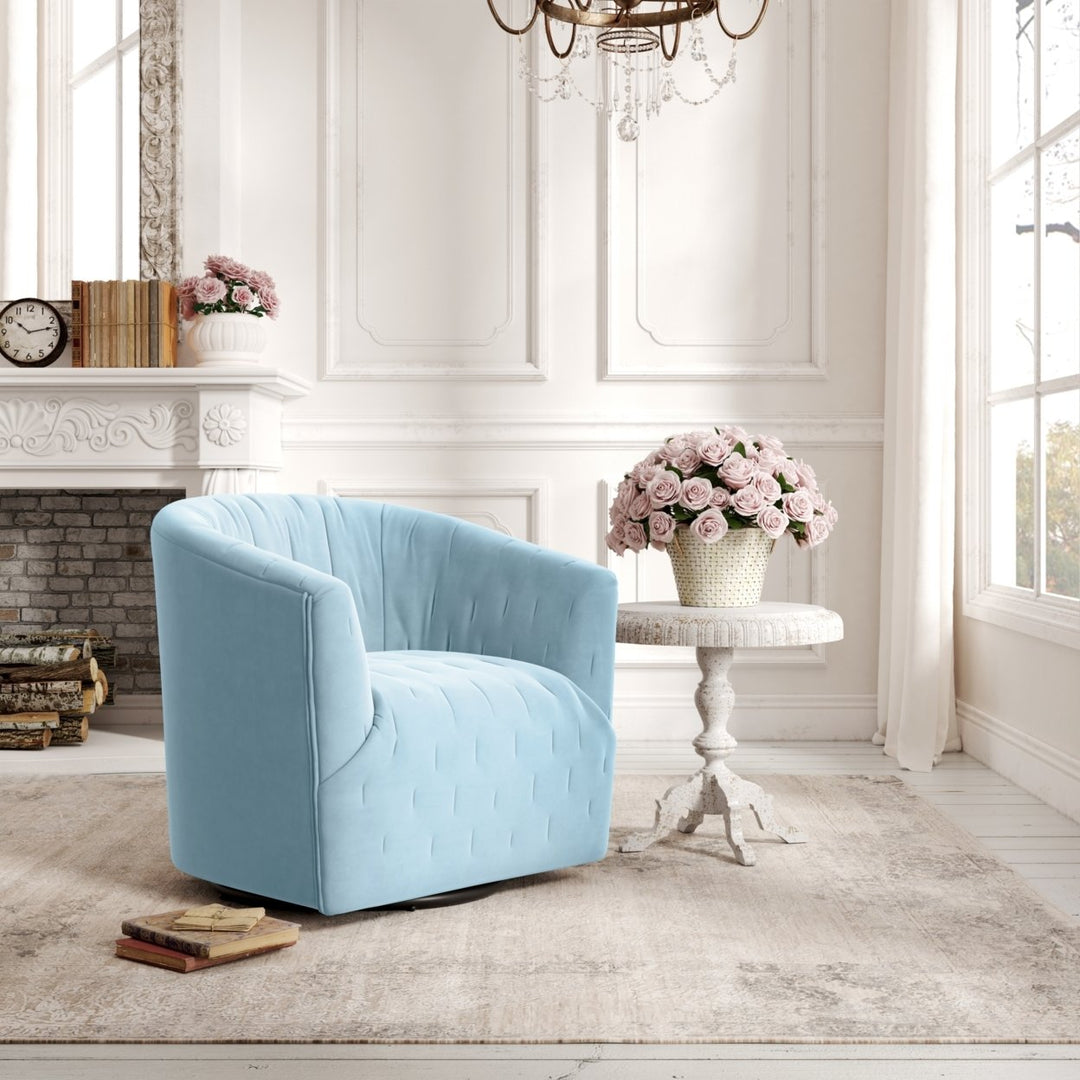 Kaitlin Accent Chair-Upholstered-Tufted-Barrel Image 3