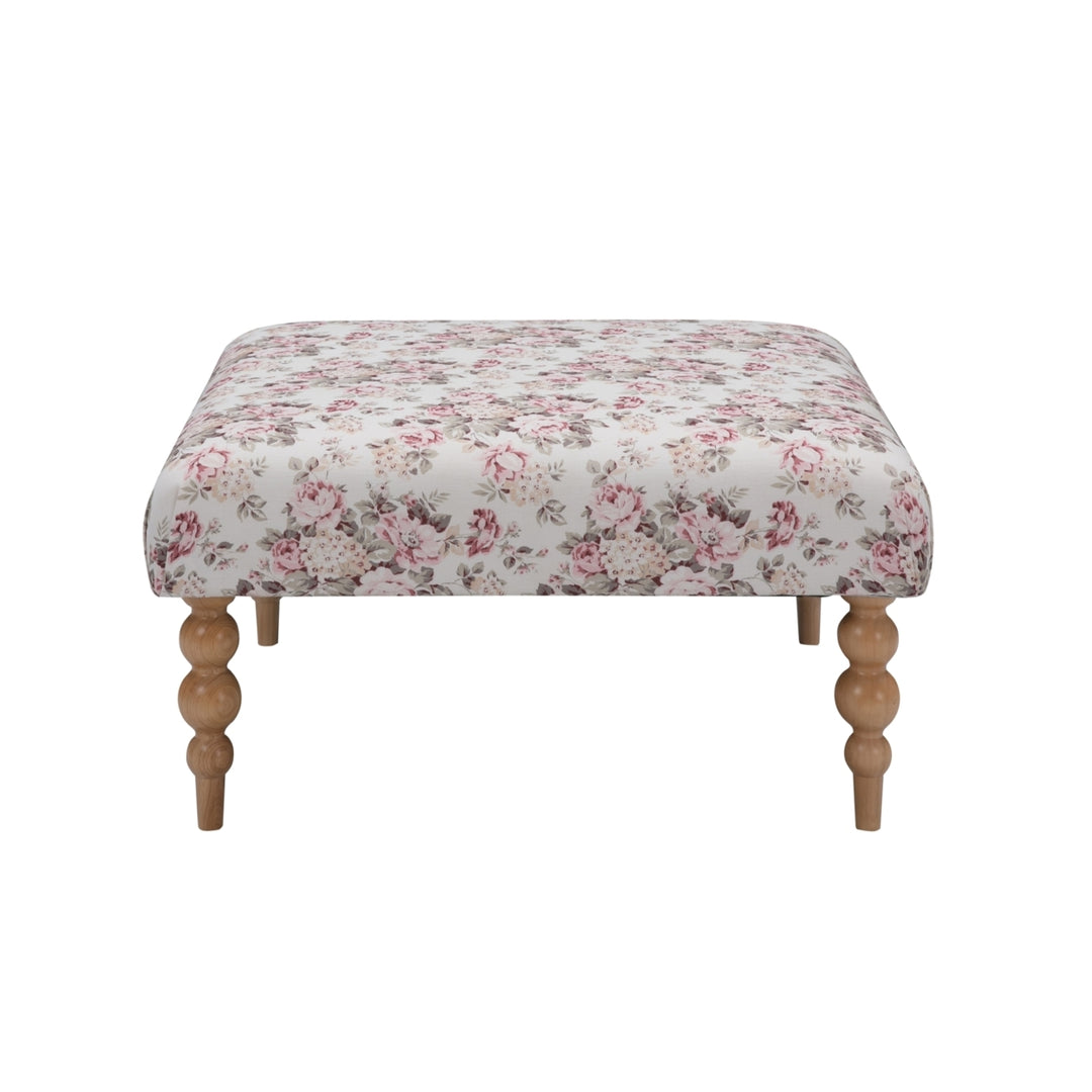 Rustic Manor Square Cocktail Ottoman Linen Upholstered Bun Legs 32x32x17.7 Image 5