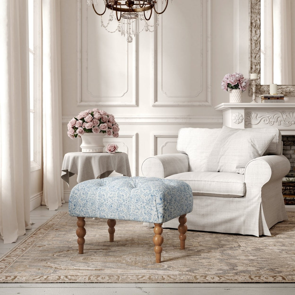 Nailah Ottoman-Upholstered-Tufted-Bun Shaped Legs Image 2