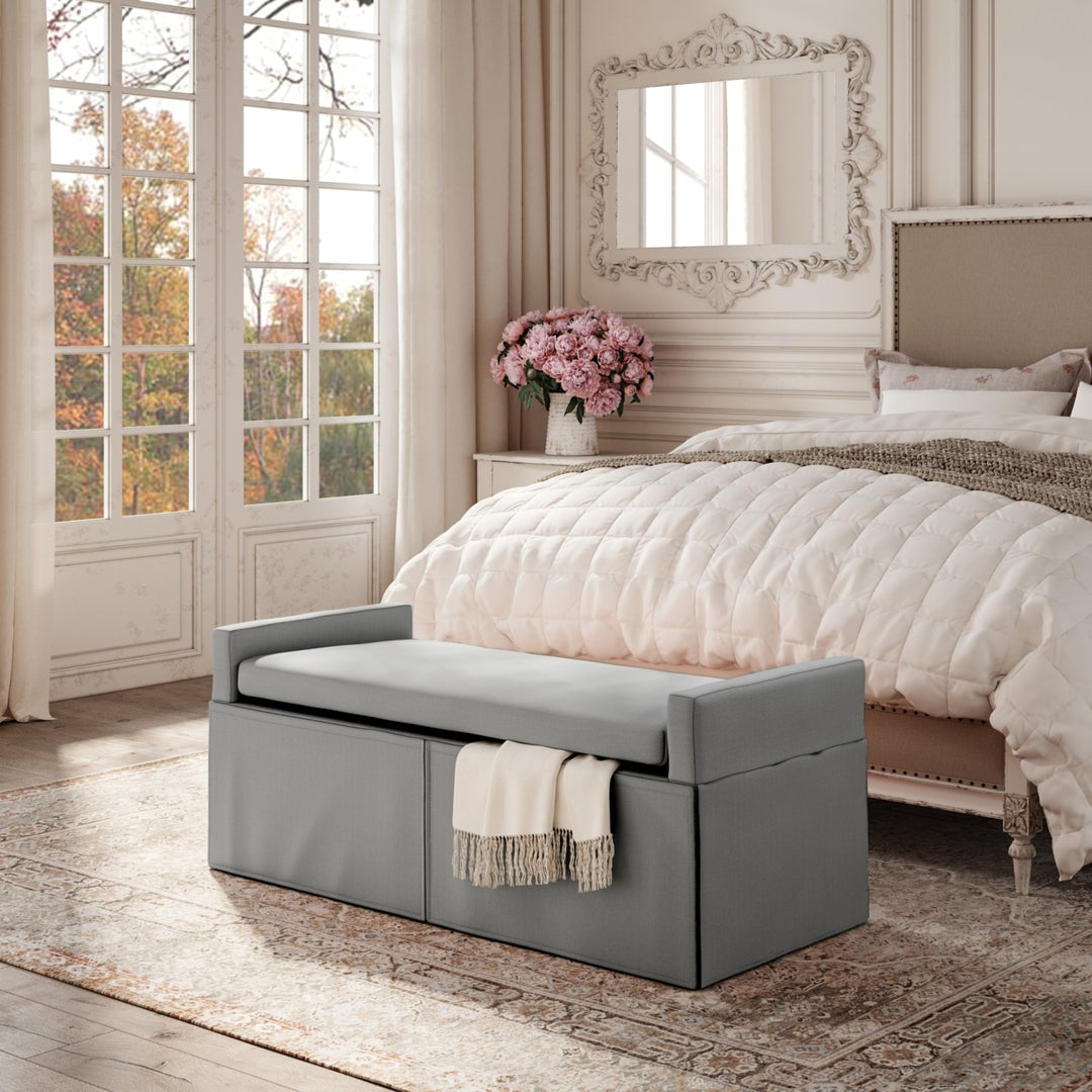 Xitlali Bench-Upholstered-Square Arms-Hinged Lid Image 1