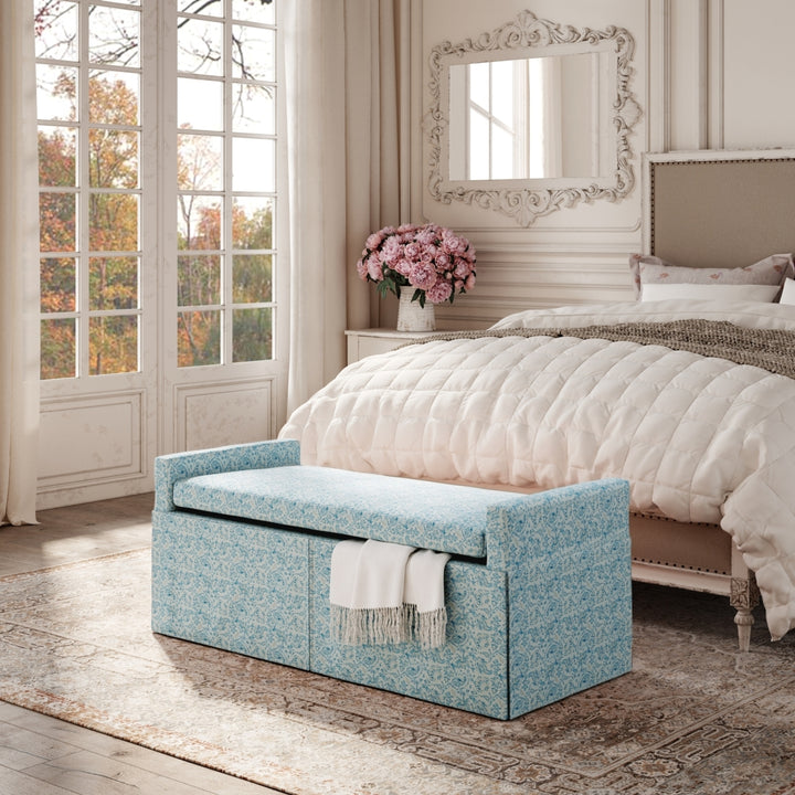 Xitlali Bench-Upholstered-Square Arms-Hinged Lid Image 4