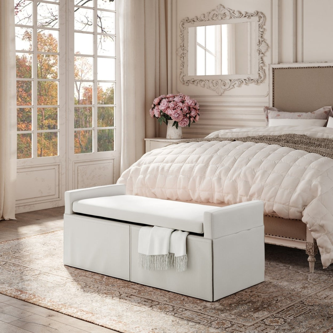 Xitlali Bench-Upholstered-Square Arms-Hinged Lid Image 5