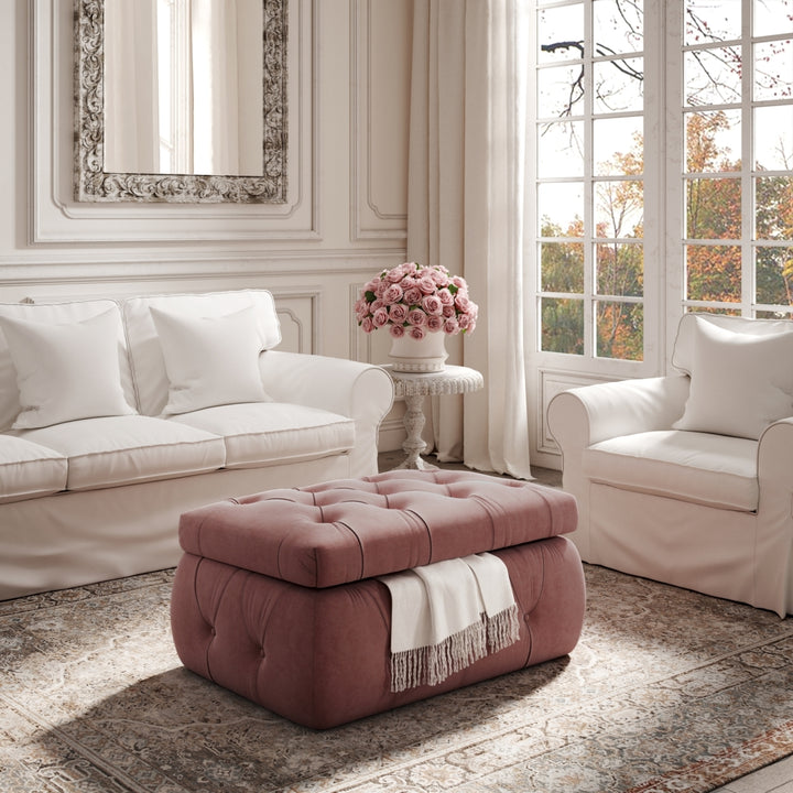 Ishan Ottoman-Upholstered-Button Tufted-Storage Image 1