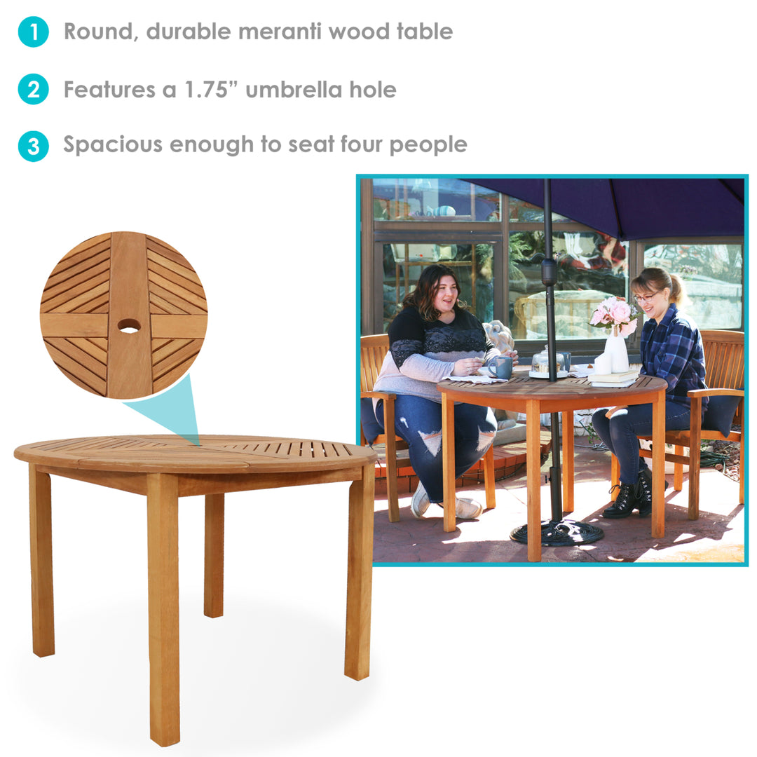 Sunnydaze 42.75 in Meranti Wood Round Patio Dining Image 2