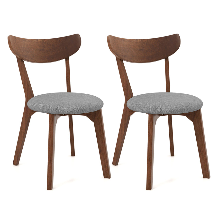 Set of 2 Dining Chair Upholstered Curved Back Side Chair with Solid Wooden Legs Image 1