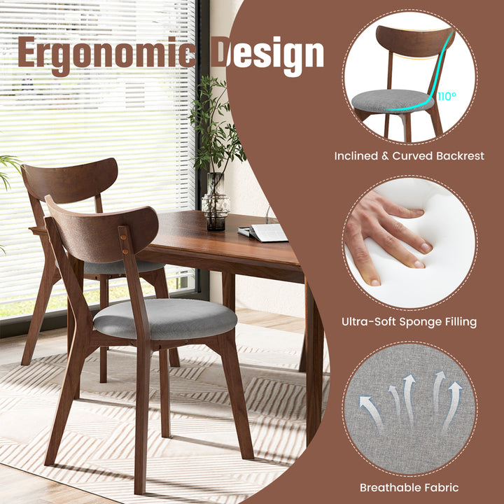 Set of 2 Dining Chair Upholstered Curved Back Side Chair with Solid Wooden Legs Image 6