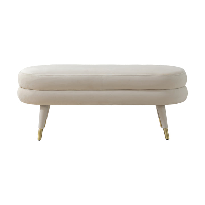 Iconic  Home Lawson Bench Plush Velvet Upholstery Tapered Gold Tip Metal Legs Image 11