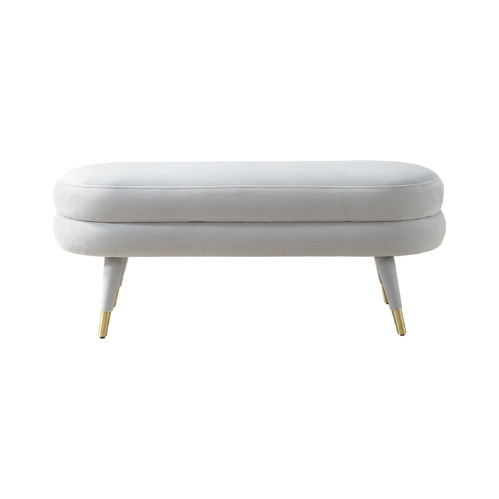 Iconic  Home Lawson Bench Plush Velvet Upholstery Tapered Gold Tip Metal Legs Image 12