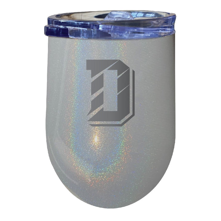 Davidson College NCAA Laser-Etched Wine Tumbler - 12oz Rainbow Glitter Black Stainless Steel Insulated Cup Image 2