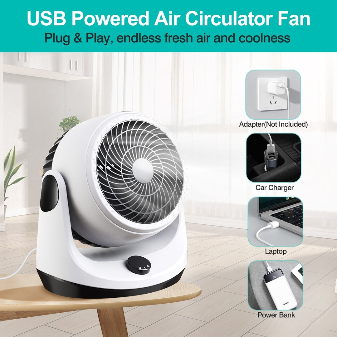 Table Desktop Fan Air Circulator Office Fan with 2 Speeds 270 Adjustable Head USB Plug Play for Room Office Kitchen Image 5