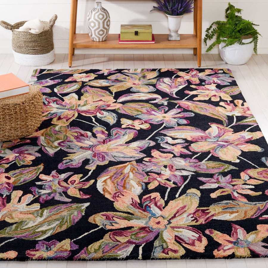 Safavieh BLM461Z Blossom Black / Plum Image 1