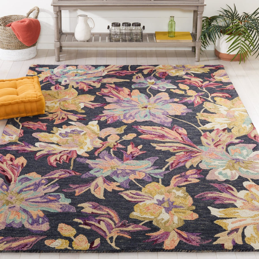 Safavieh BLM467H Blossom Charcoal / Plum Image 1