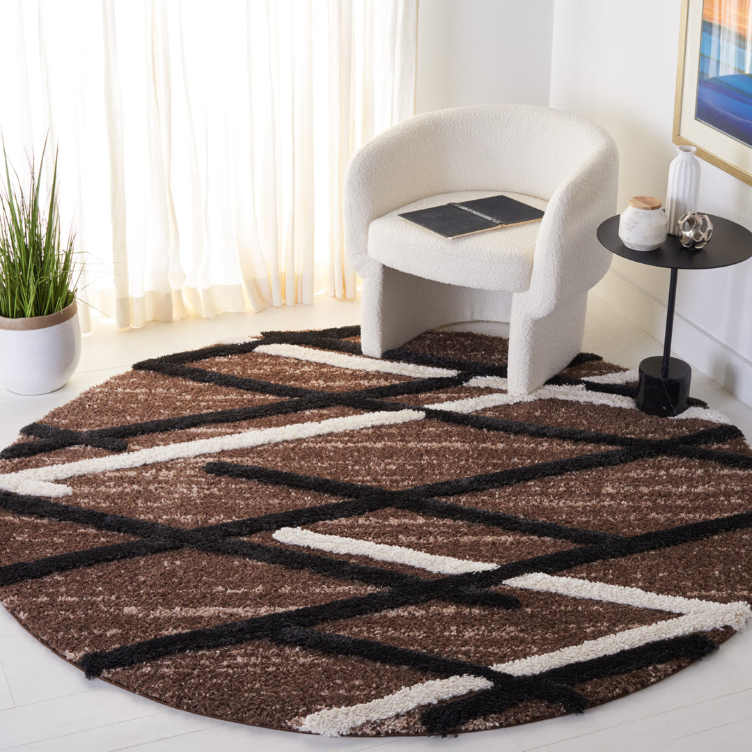 Safavieh HLS206T Hi-Lo Shag Brown / Ivory Charcoal Image 2