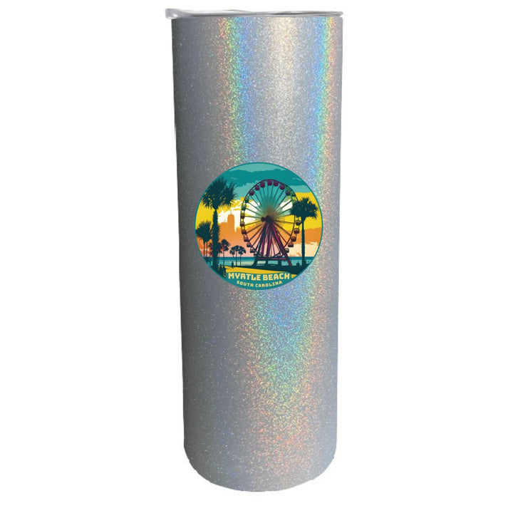 Myrtle Beach South Carolina Souvenir 20 oz Insulated Stainless Steel Skinny Tumbler Black Image 1