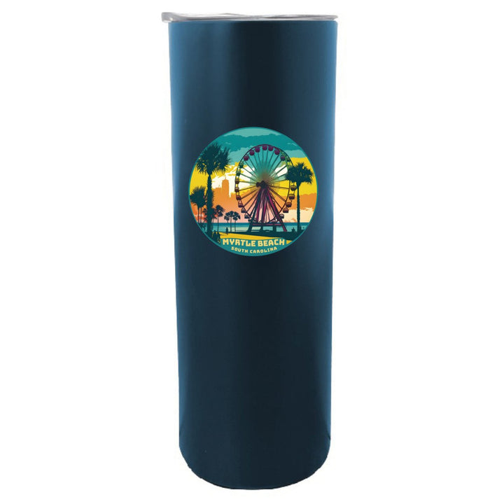 Myrtle Beach South Carolina Souvenir 20 oz Insulated Stainless Steel Skinny Tumbler Black Image 1