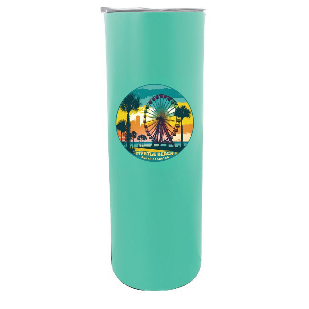 Myrtle Beach South Carolina Souvenir 20 oz Insulated Stainless Steel Skinny Tumbler Black Image 1