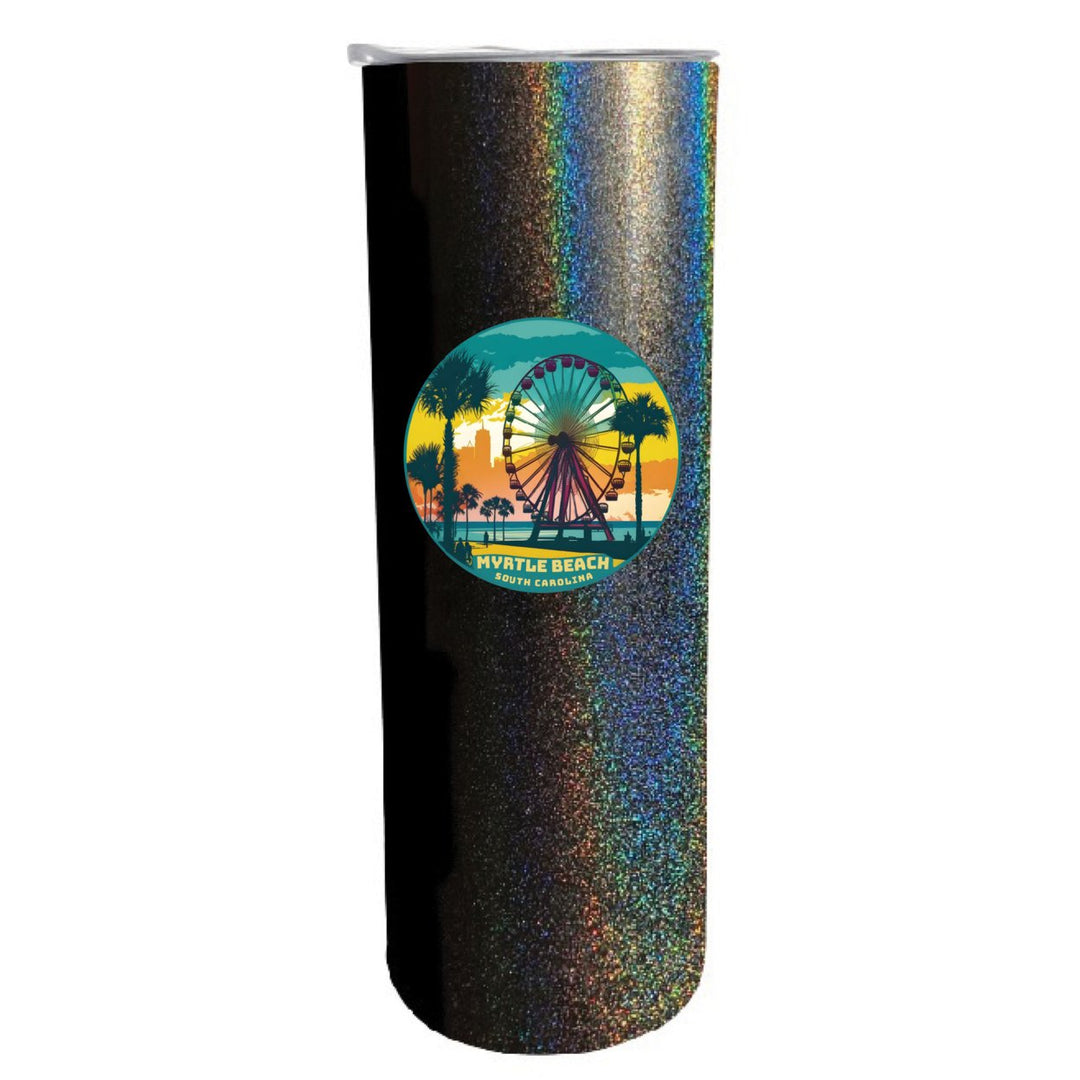 Myrtle Beach South Carolina Souvenir 20 oz Insulated Stainless Steel Skinny Tumbler Black Image 1