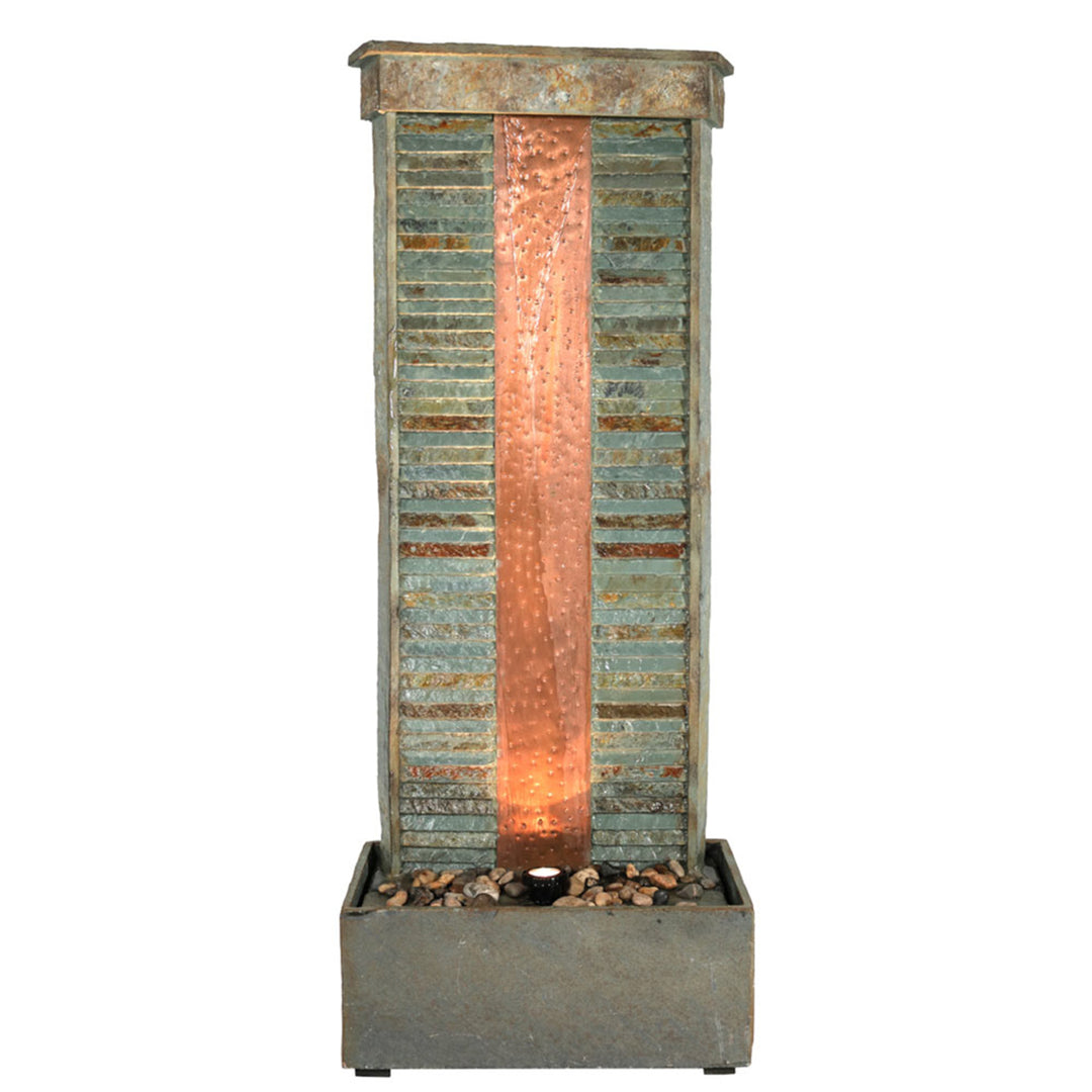 Sunnydaze Rippled Slate Indoor Water Fountain with LED Light - 48 in Image 7