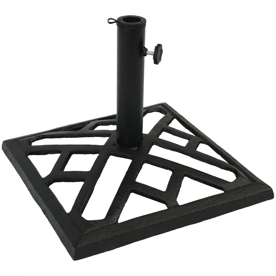 Sunnydaze 17 in Modern Geometric Cast Iron Square Patio Umbrella Base Image 1