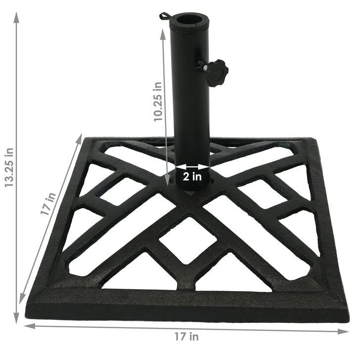 Sunnydaze 17 in Modern Geometric Cast Iron Square Patio Umbrella Base Image 3