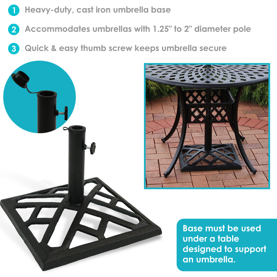 Sunnydaze 17 in Modern Geometric Cast Iron Square Patio Umbrella Base Image 4