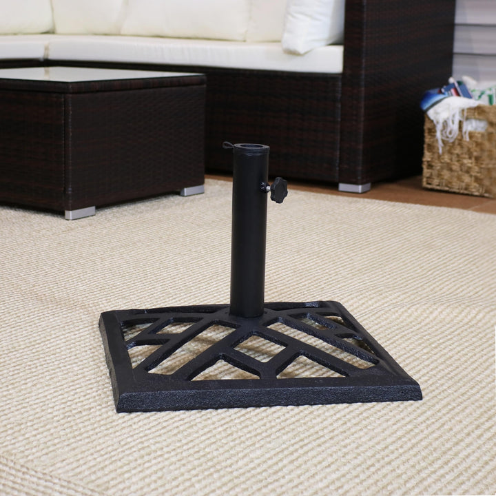 Sunnydaze 17 in Modern Geometric Cast Iron Square Patio Umbrella Base Image 7