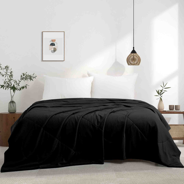 Reversible Silky Oversize Cooling Blanket with Waffle Design Bed Blanket Image 3