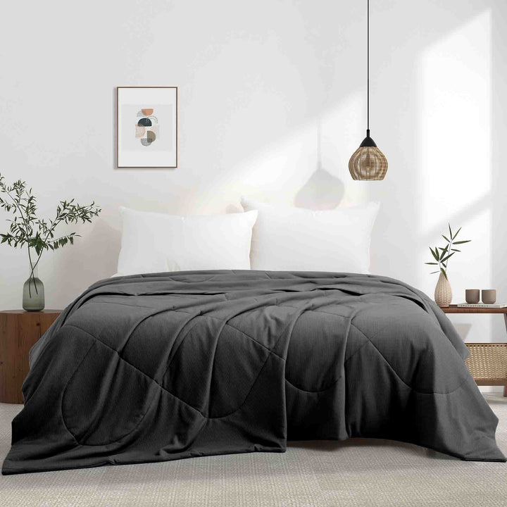 Reversible Silky Oversize Cooling Blanket with Waffle Design Bed Blanket Image 5