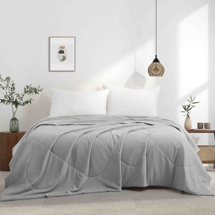 Reversible Silky Oversize Cooling Blanket with Waffle Design Bed Blanket Image 1