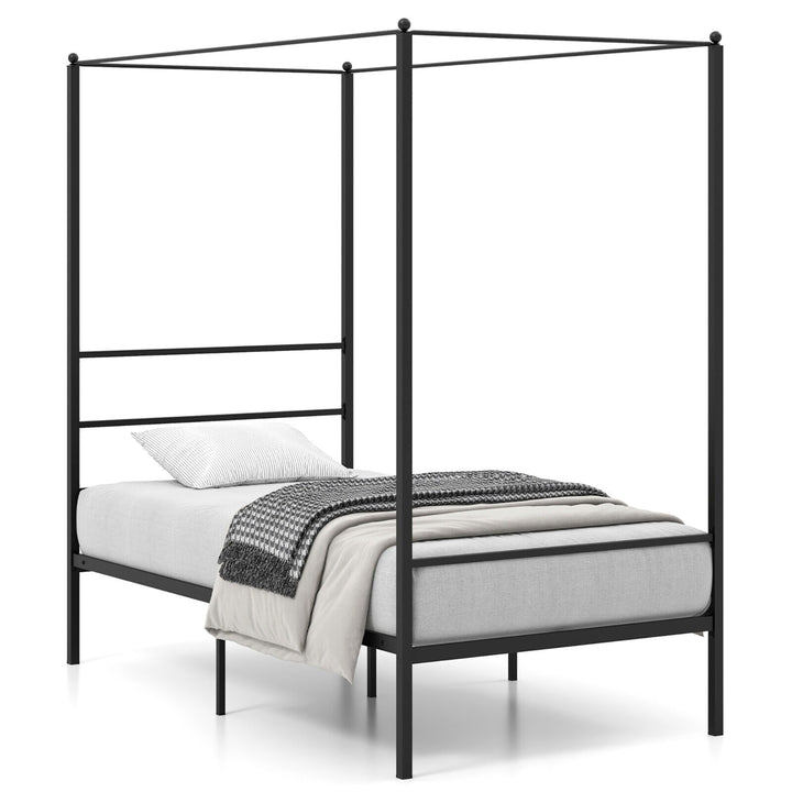 Twin/Full/Queen Metal Canopy Platform Bed Frame Mattress Foundation w/ Slat Support Image 1