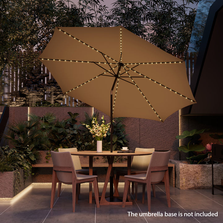 10FT Solar Patio Umbrella 112 LED Lighted Umbrella Outdoor Table Market Umbrella Image 3