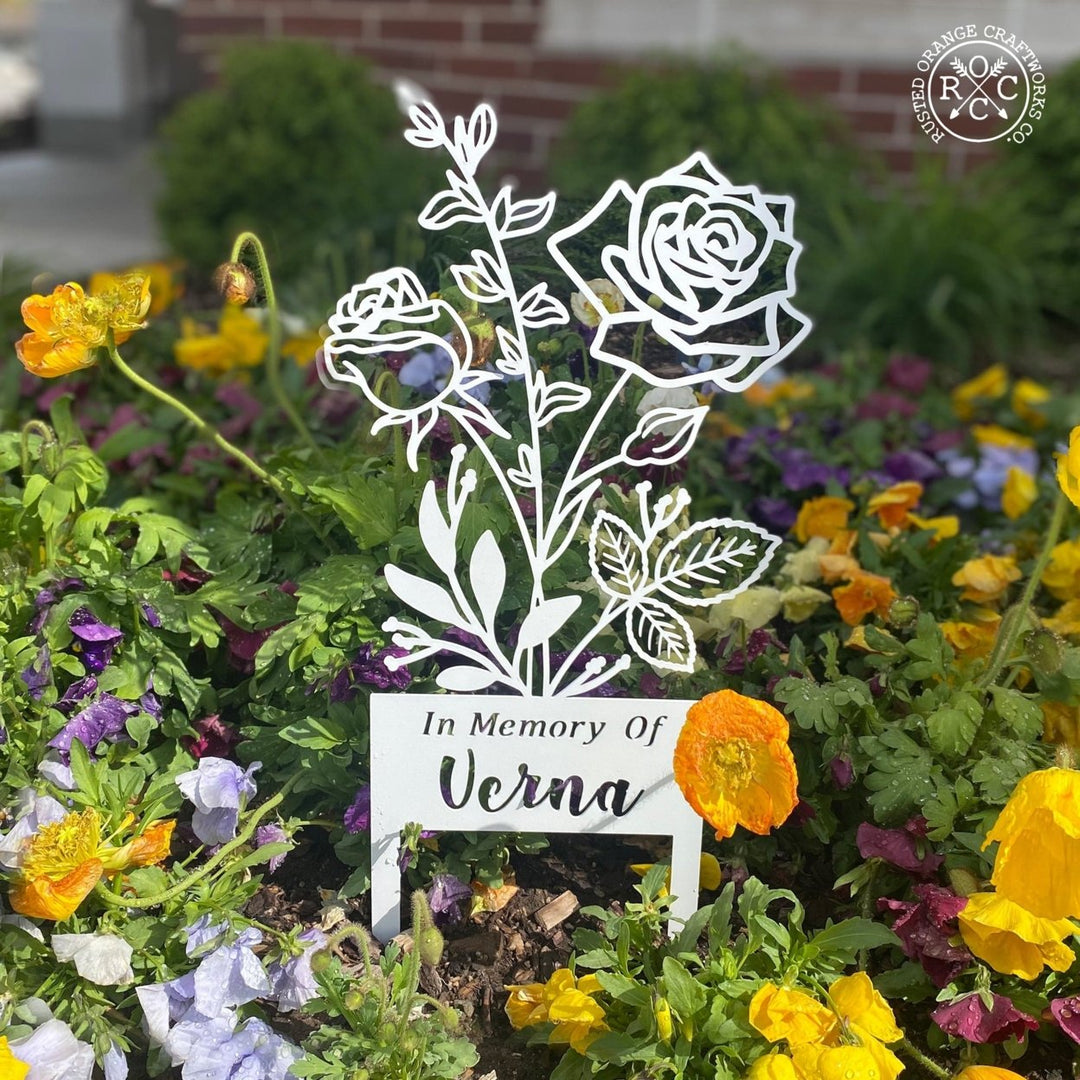Flower Bouquet Stake - Metal Cutout Memorial Stake for Loved Ones Image 1