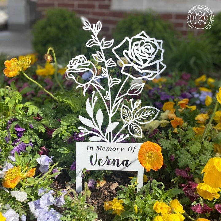 Flower Bouquet Stake - Metal Cutout Memorial Stake for Loved Ones Image 1