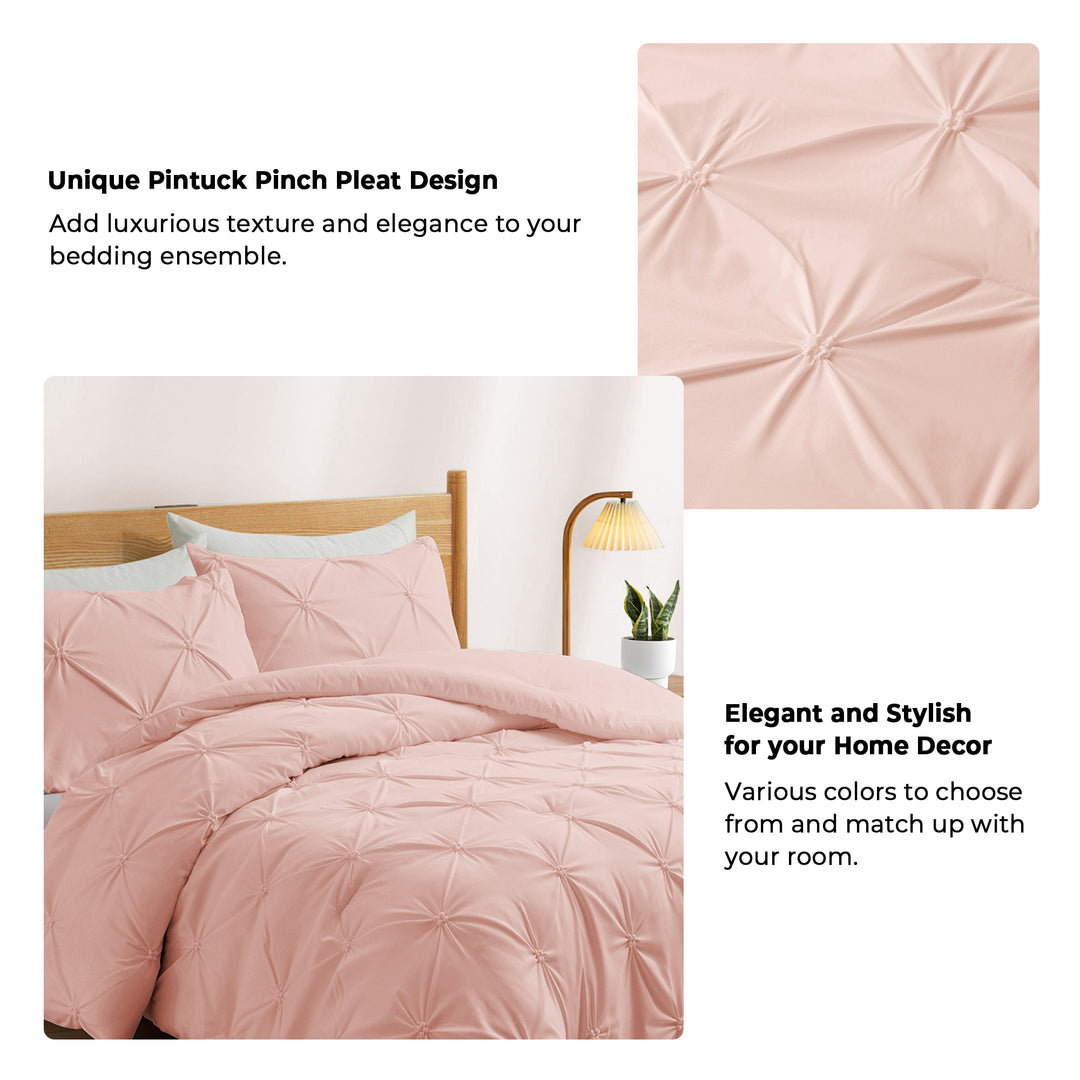3 Piece Pinch Pleat Comforter Set with Sham Image 2