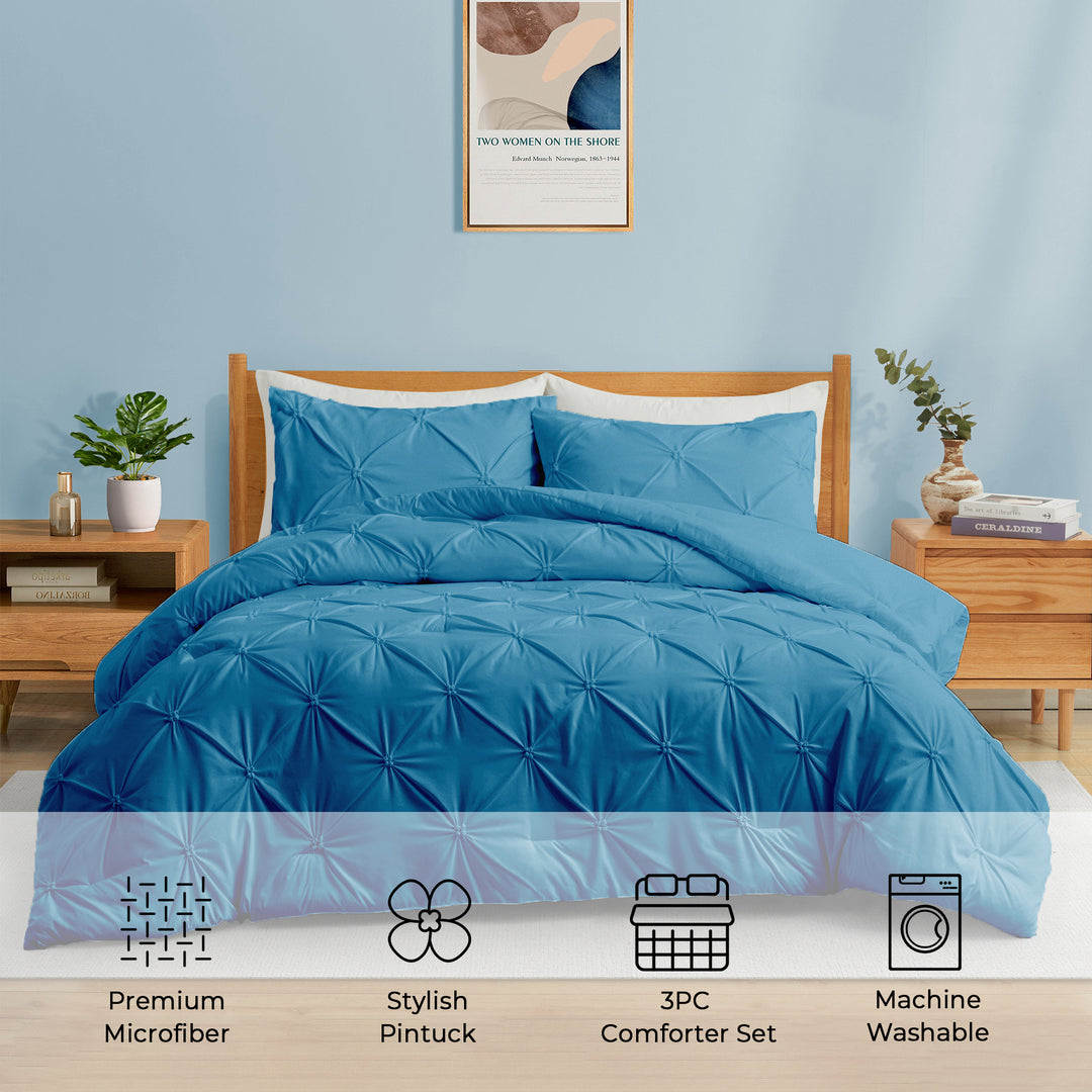 All Seasons Down Alternative Comforter Set, Pinch Pleat Design Image 10