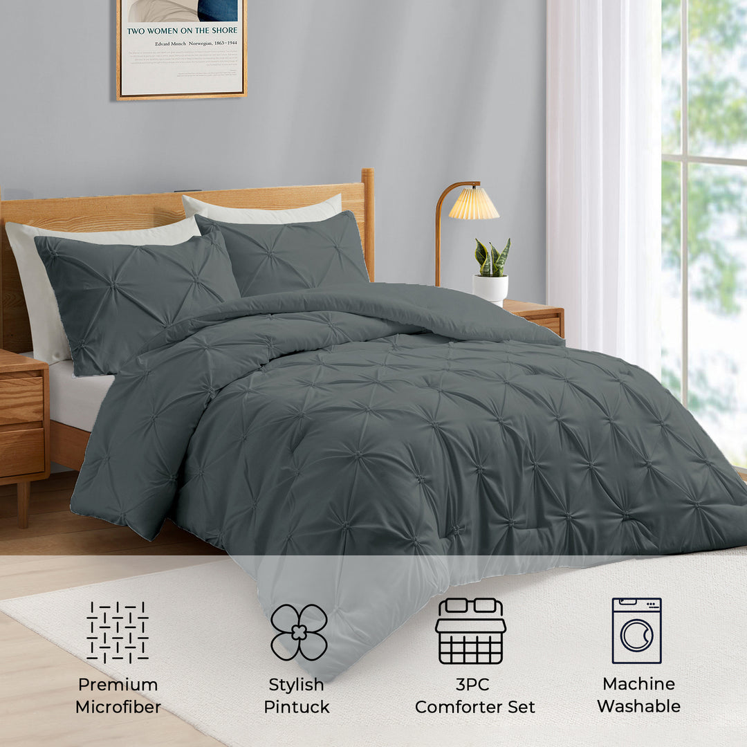 All Seasons Down Alternative Comforter Set Pintuck Design Twin Full Queen King Image 6