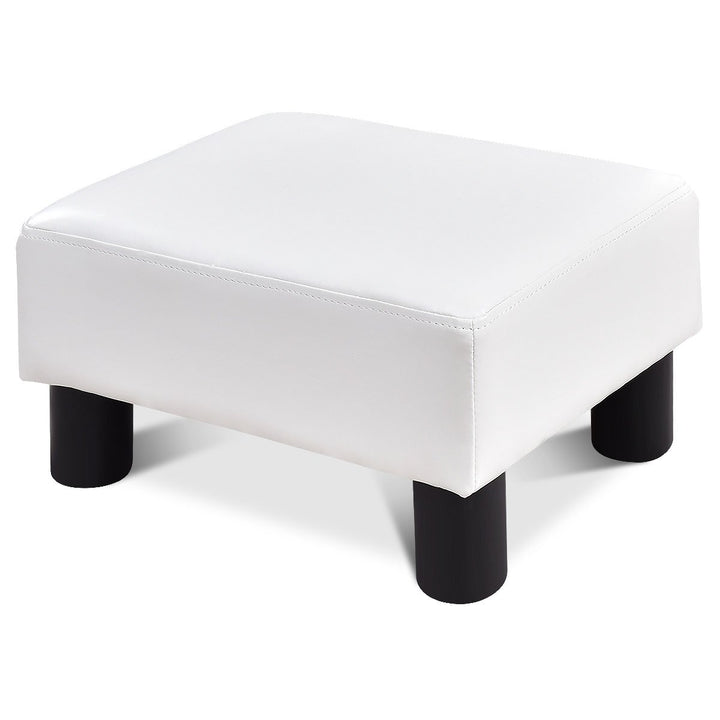 PU Leather Ottoman Rectangular Footrest Small Stool Black/Red/White Image 5