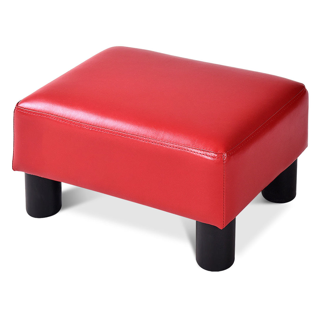 PU Leather Ottoman Rectangular Footrest Small Stool Black/Red/White Image 6