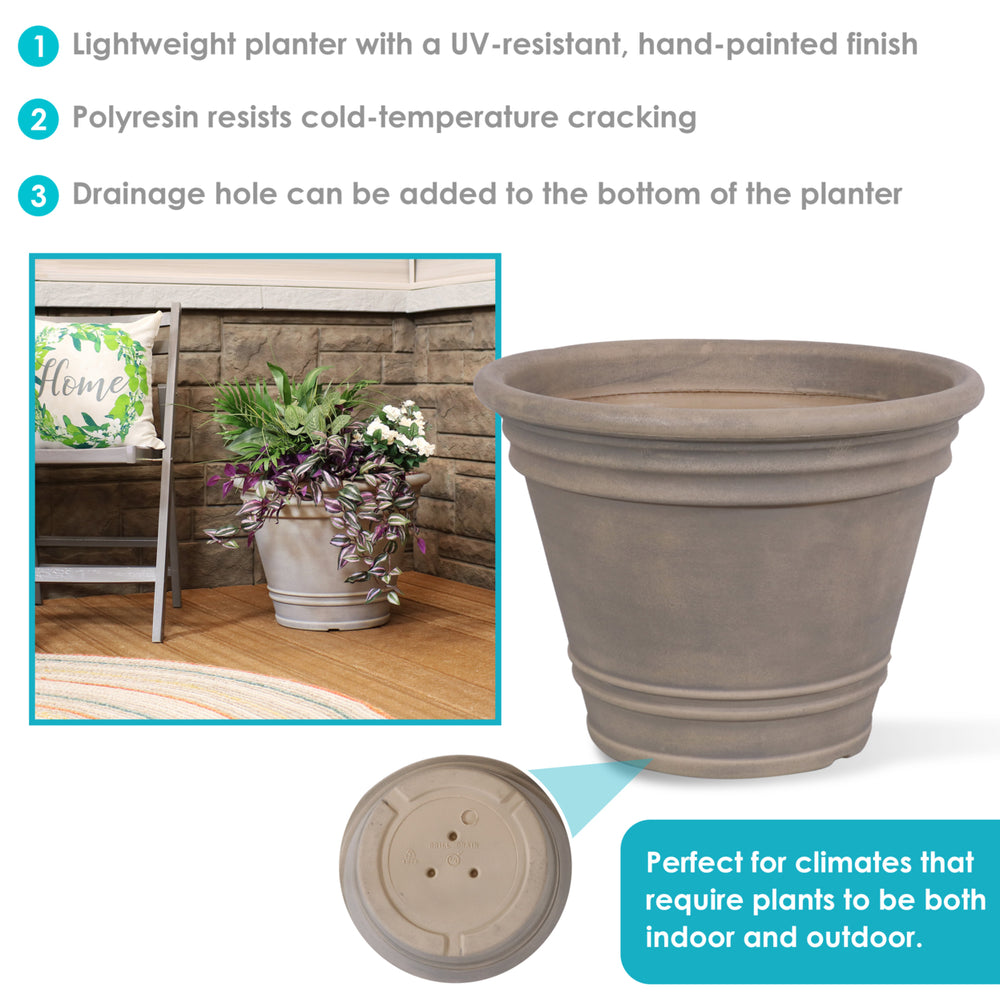 Sunnydaze 20 in Franklin Polyresin Planter with UV-Resistant Finish - Beige Image 2