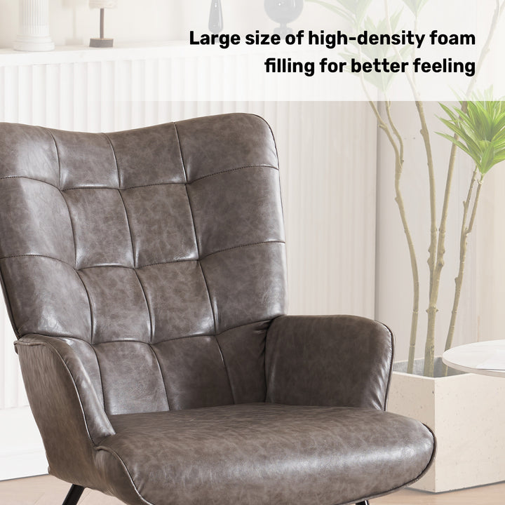 Stylish Contemporary Faux Leather Accent Chair - Perfect for Living Room Decor Image 7