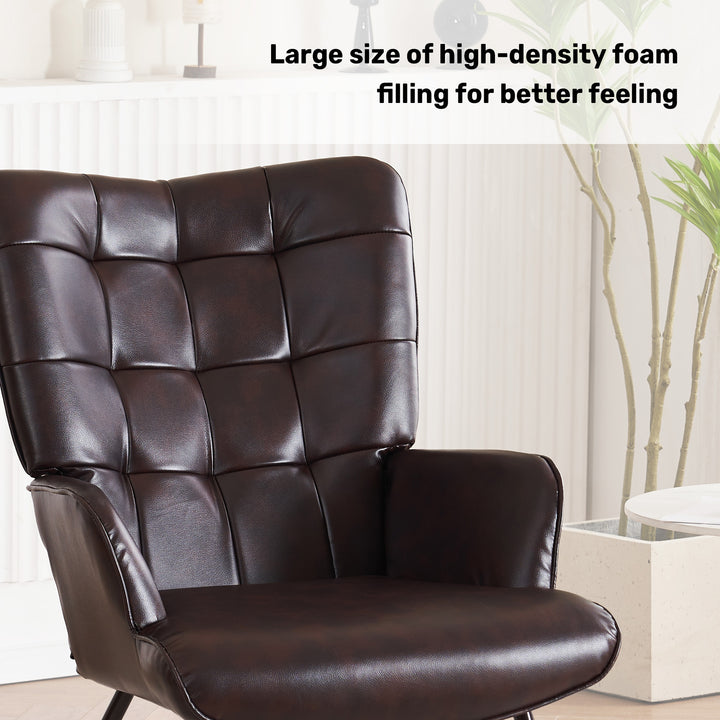 Stylish Contemporary Faux Leather Accent Chair - Perfect for Living Room Decor Image 11