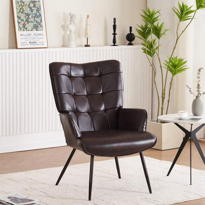 Stylish Contemporary Faux Leather Accent Chair - Perfect for Living Room Decor Image 9