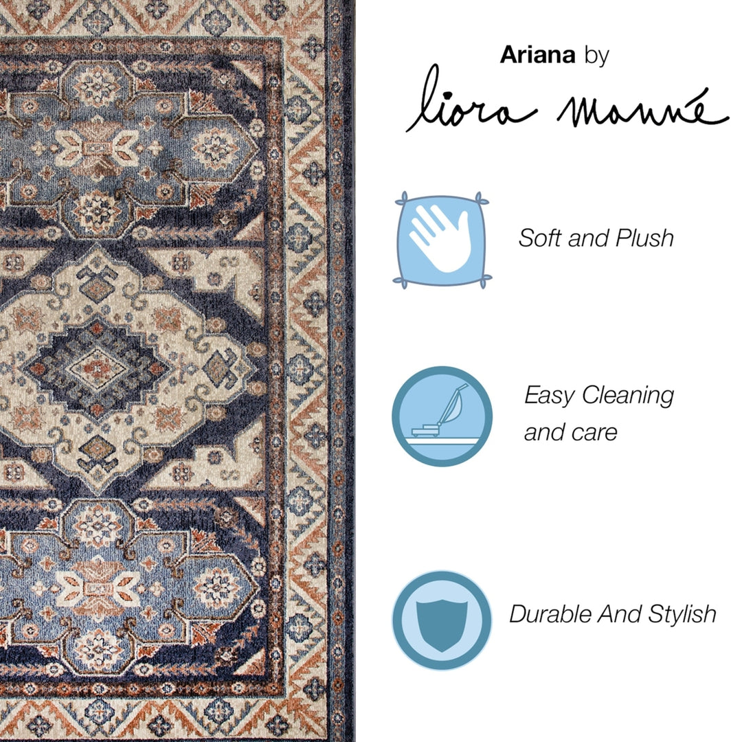 Liora Manne Ariana Floral Medallion Indoor Area Rug Blue Image 3