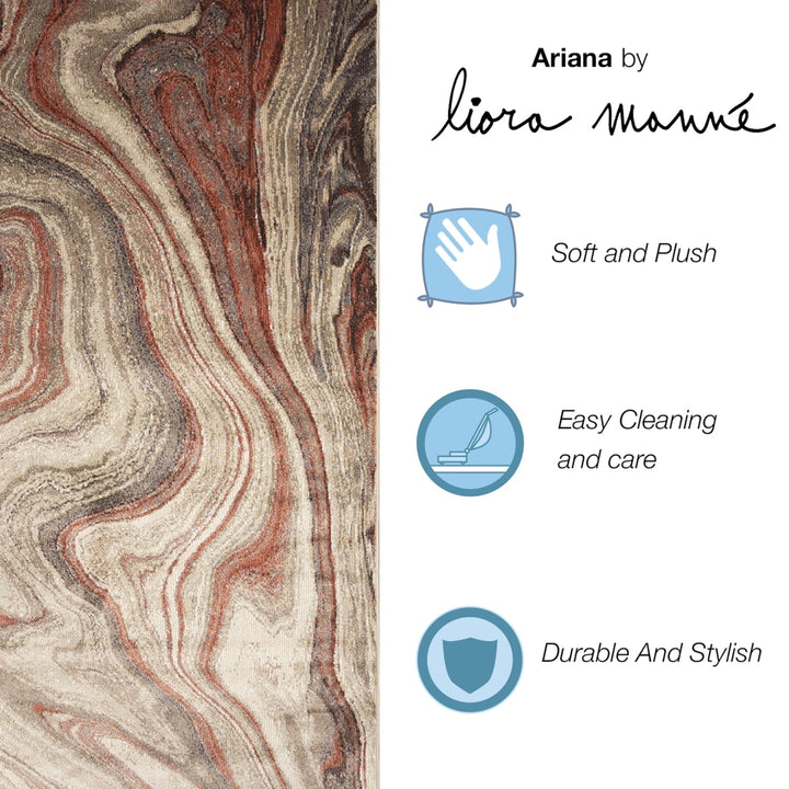 Liora Manne Ariana Marble Indoor Area Rug Red Grey Beige 100% Polypropylene 5x8 Image 3