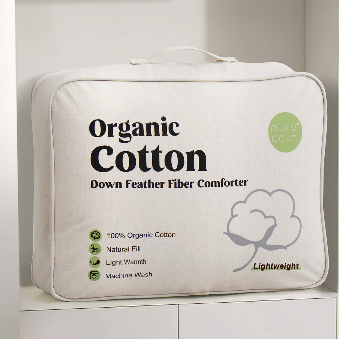 Premium Lightweight Organic Cotton Comforter with Down and Feather Fiber Fill - Perfect for Summer Image 1