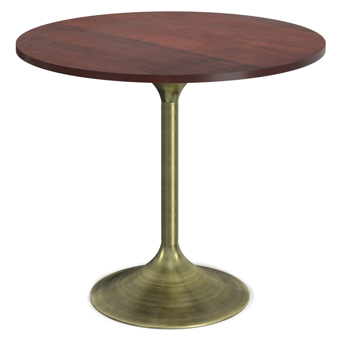 Radford Dining Table Mango Wood Round Modern Industrial Antique Brass Base Image 1