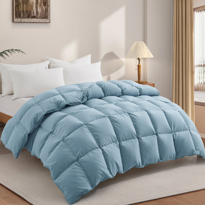 Goose Down Feather Fiber Comforter, All-Season Duvet Insert with Corner Tabs Image 2