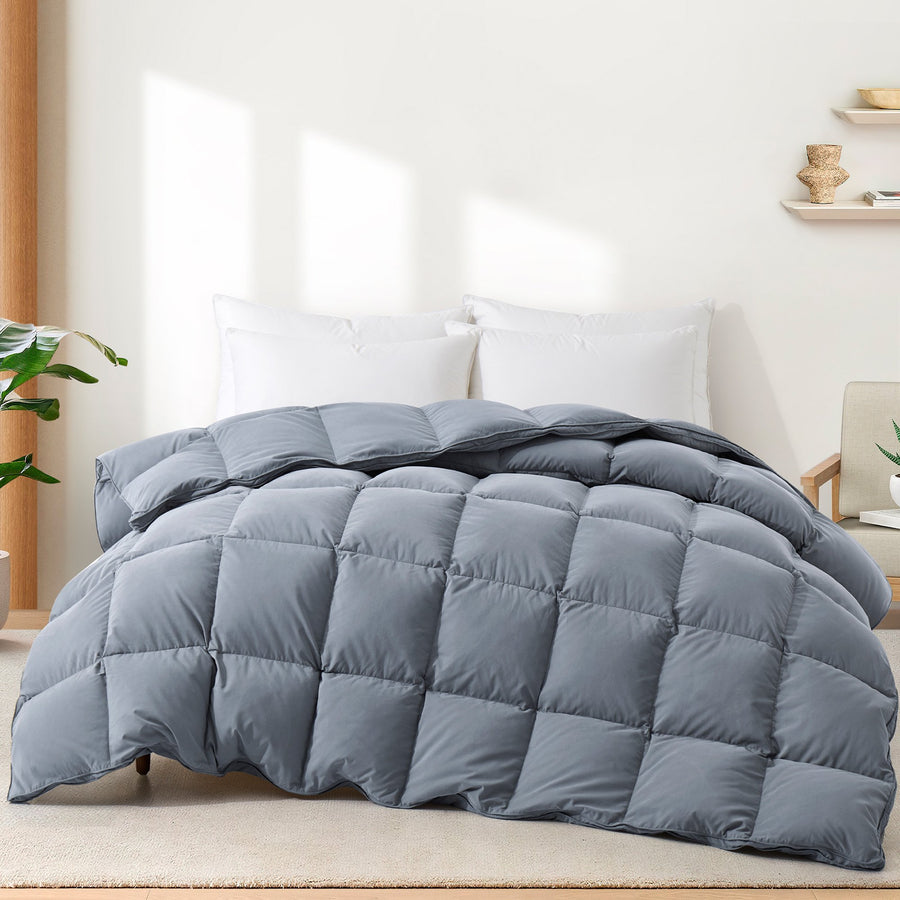 All-Season Goose Down Comforter Duvet Insert, Goose Down and Feather Fiber Fill Image 1