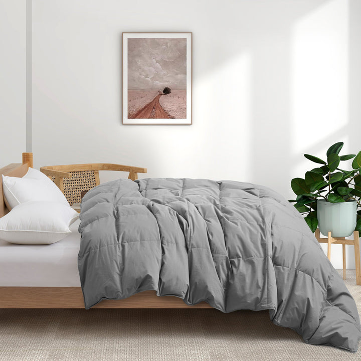 Goose Feathers Fiber Down Comforter Organic Cotton, Medium Warm All Seasons Duvet Insert Image 1